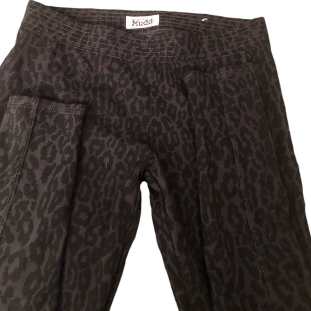 Mudd size small leopard print midweight blue & black leggings pintuck seam